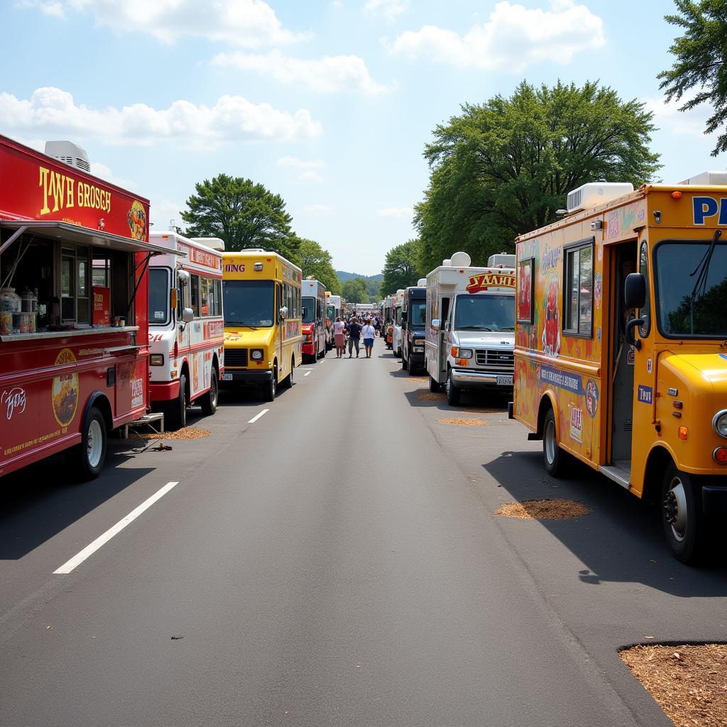 Rows of food trucks at Cape Coral Food Truck Festival