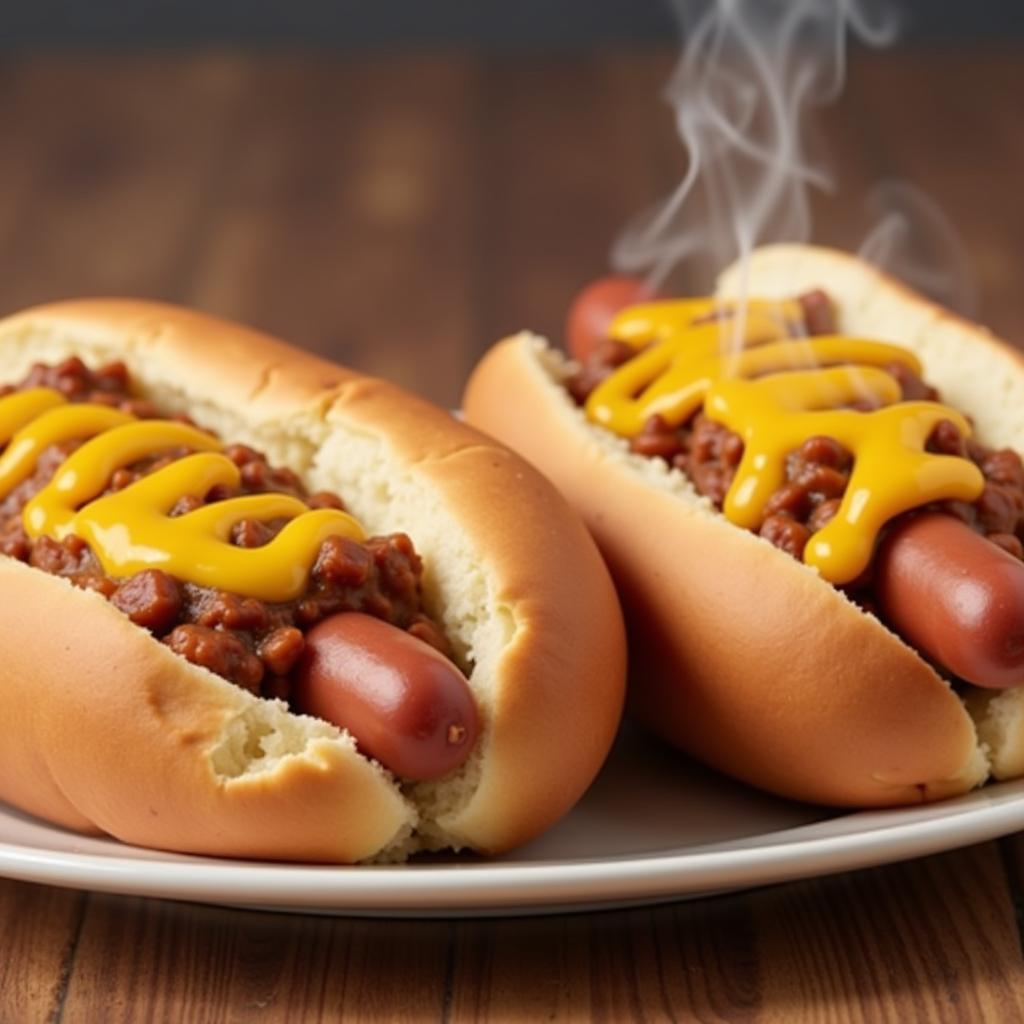 Chili cheese dogs made with Castleberry's chili.