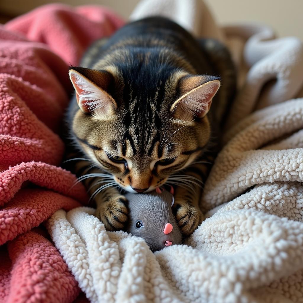 Cat burying food