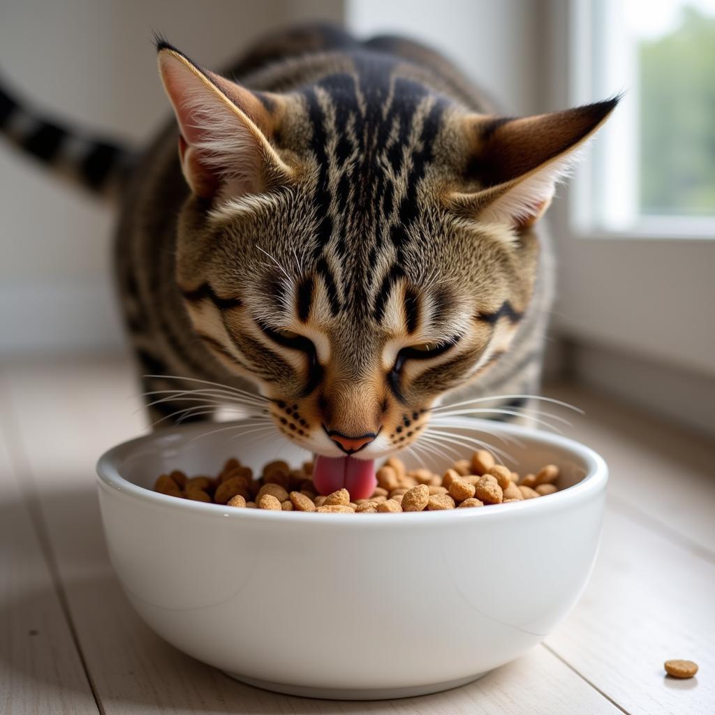 Cat Eating Dry Food