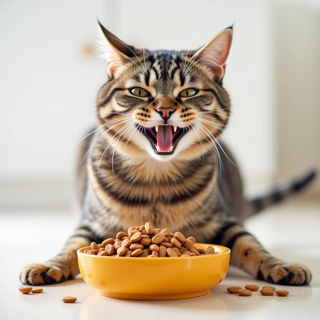 Cat Enjoying a Bowl of Organic Food