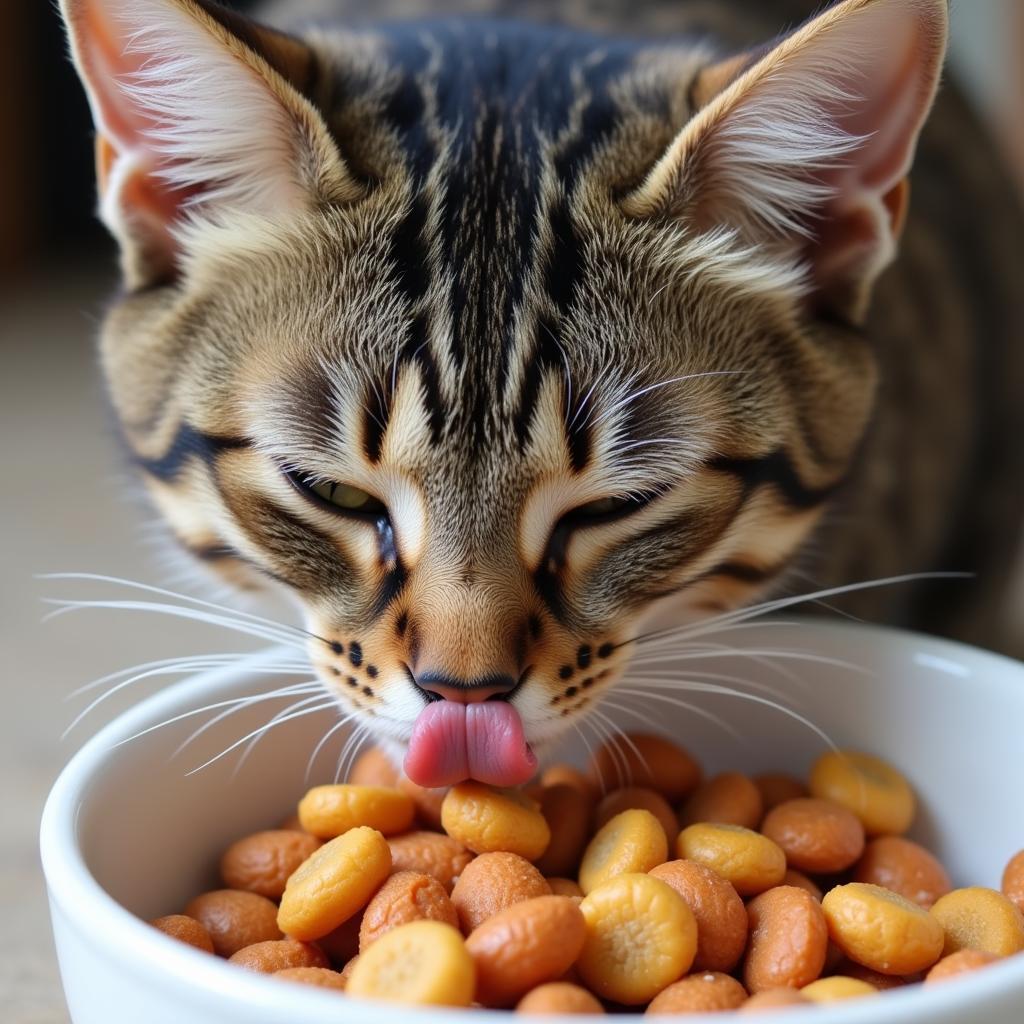 Cat Enjoying Food Sample