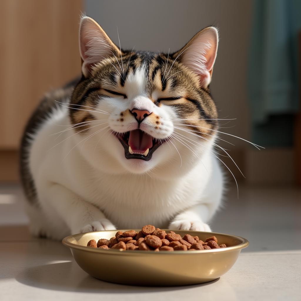 Happy Cat Eating KF Food