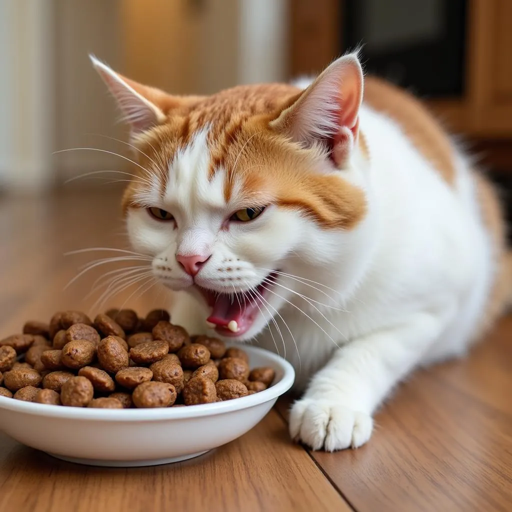 Cat enjoying a meal of Purina EN Gastroenteric cat food