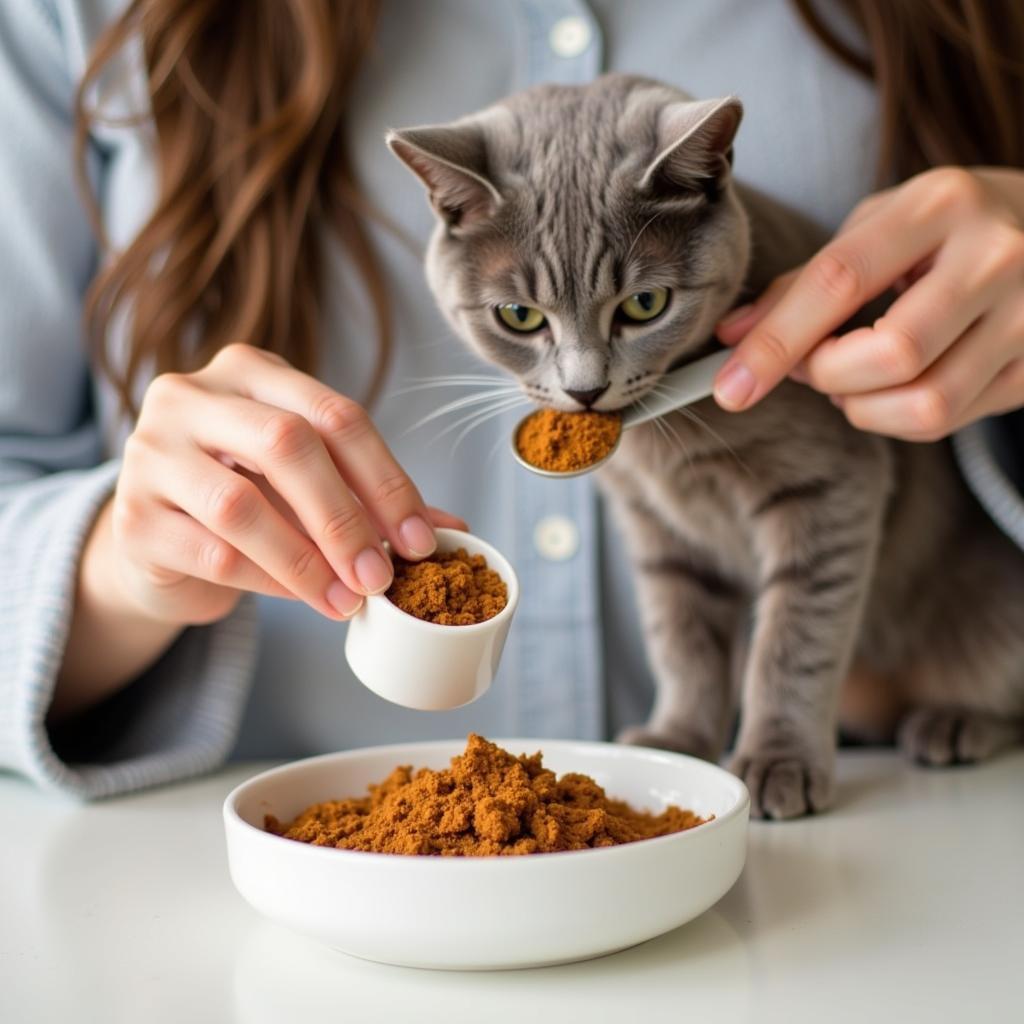 Cat Owner Preparing Raw Food