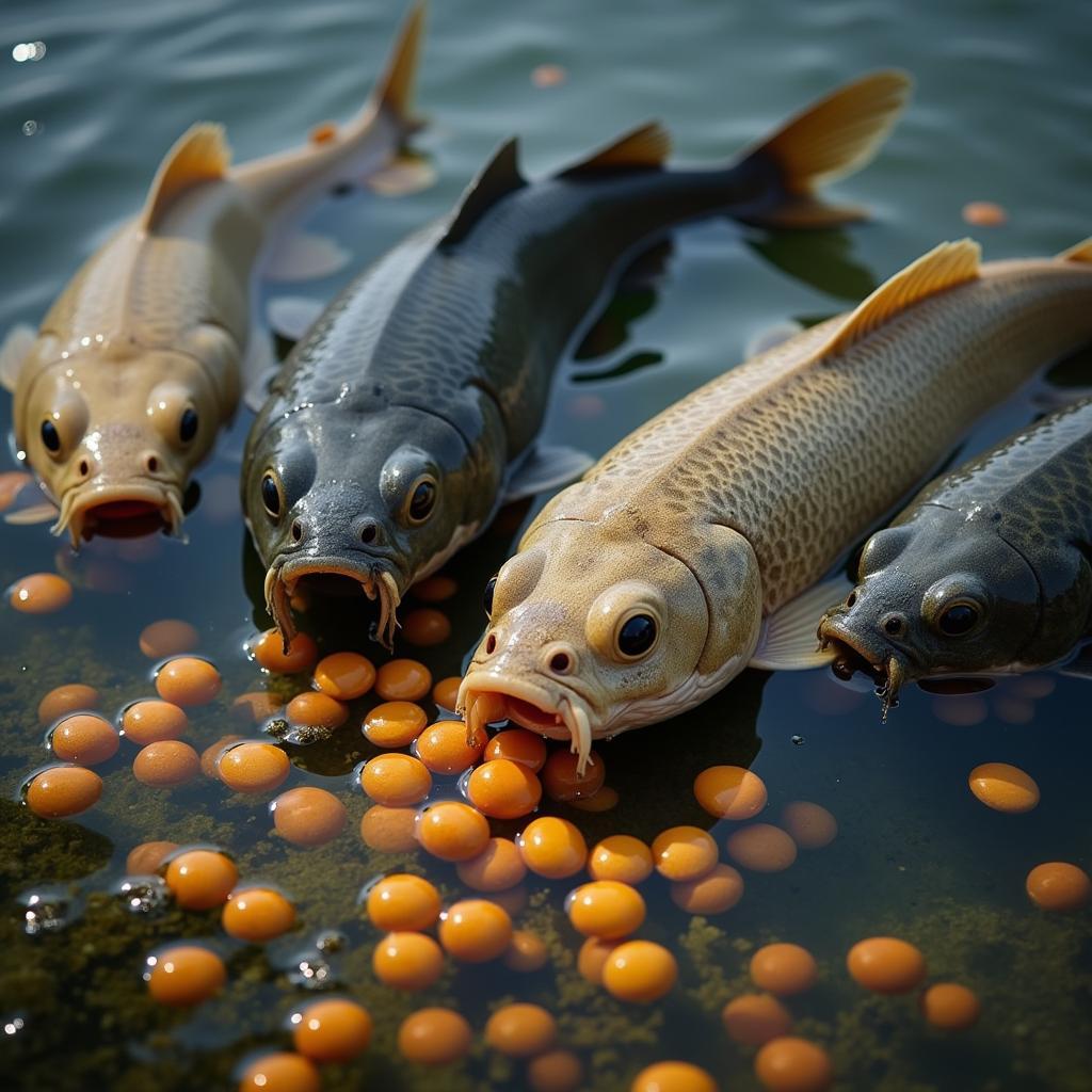 Catfish Feeding at Surface