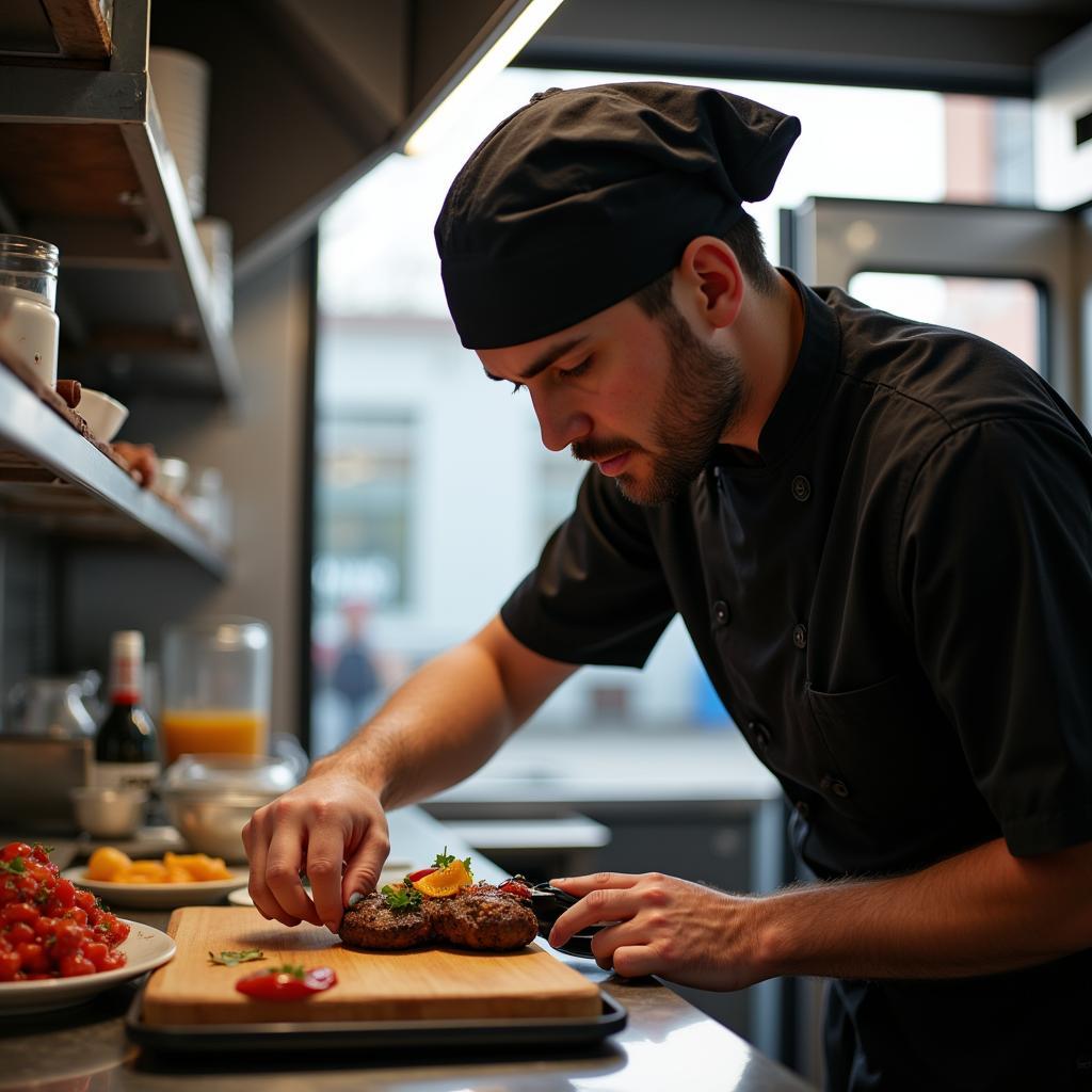 Cedar Rapids Food Truck Chef Expertly Prepares a Meal