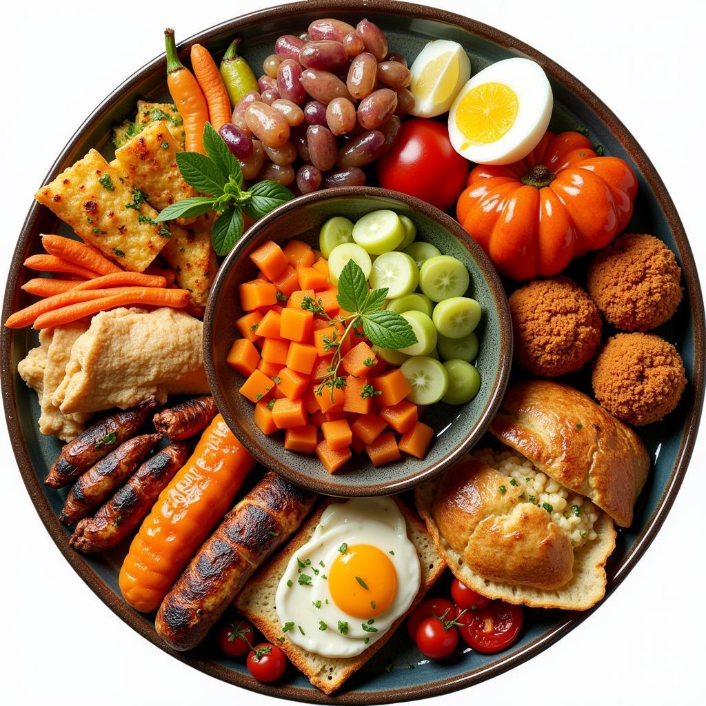 Ceramic Plate with Colorful Food