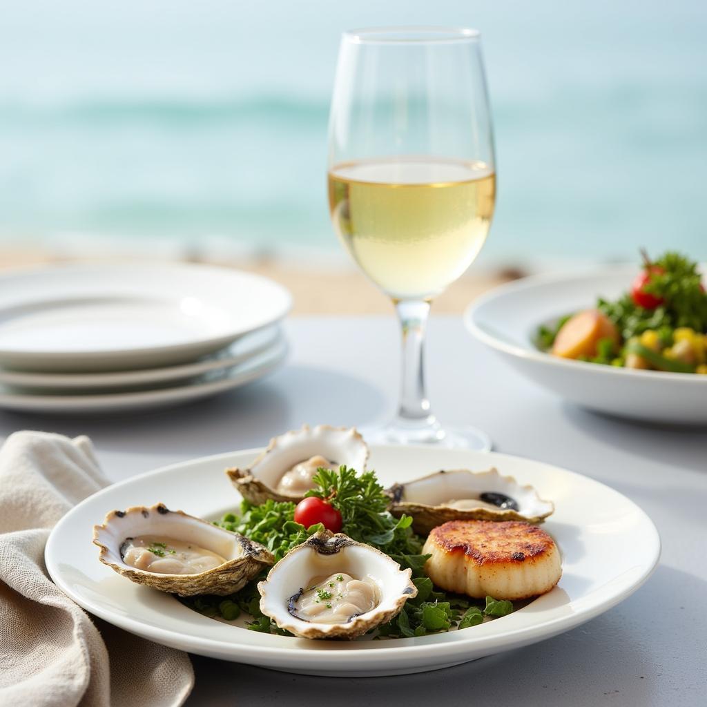 Chablis Wine with Oysters and Scallops