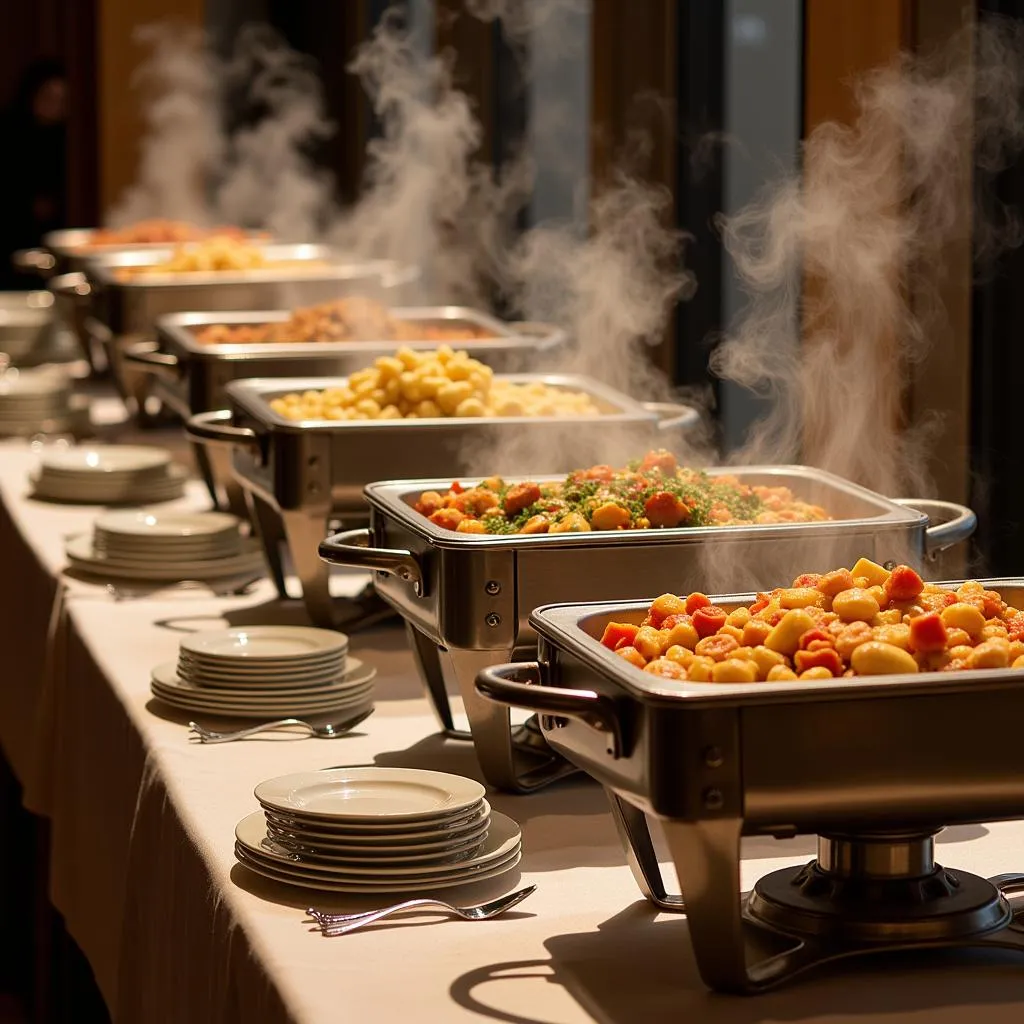 Chafing dish setup for buffet