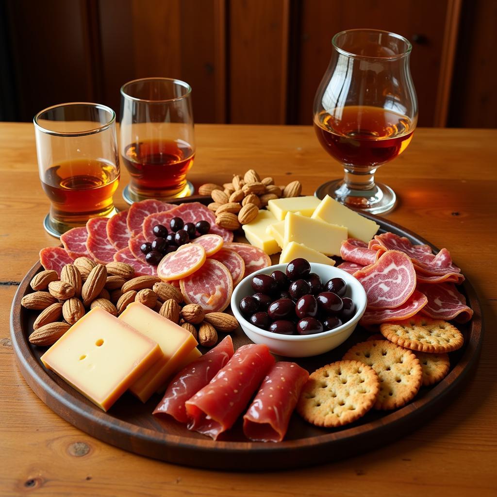 A Charcuterie Board Paired with Bourbon