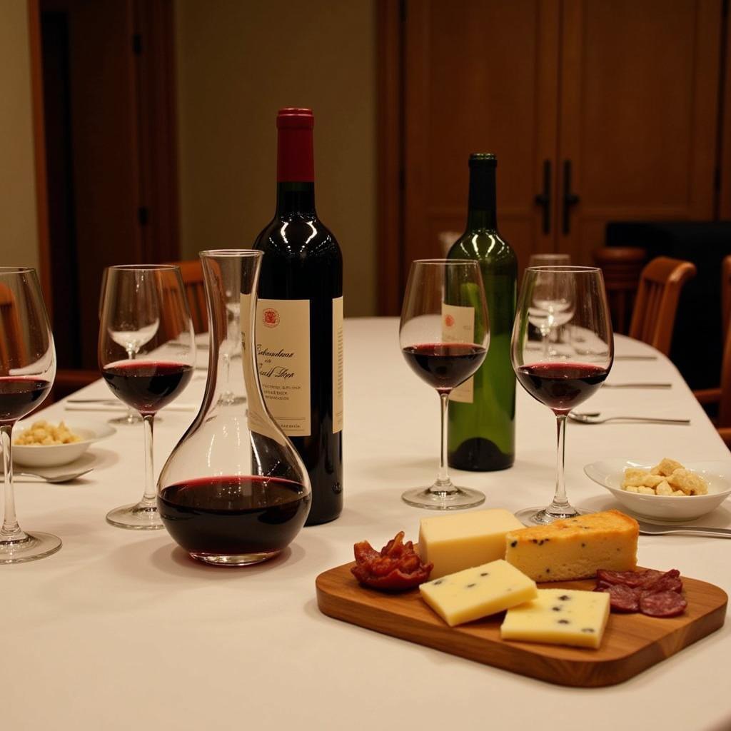 Châteauneuf-du-Pape wine tasting setup