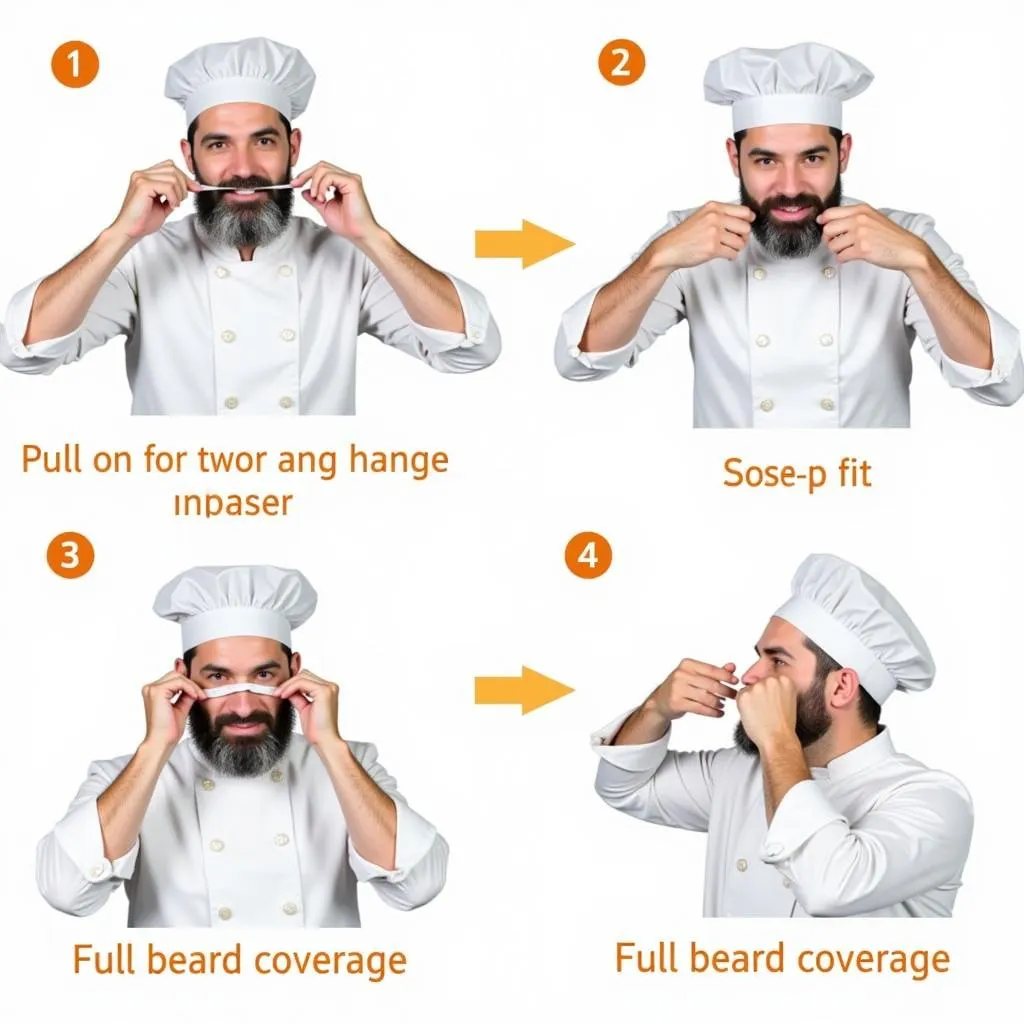 Chef Demonstrating How to Secure a Beard Net