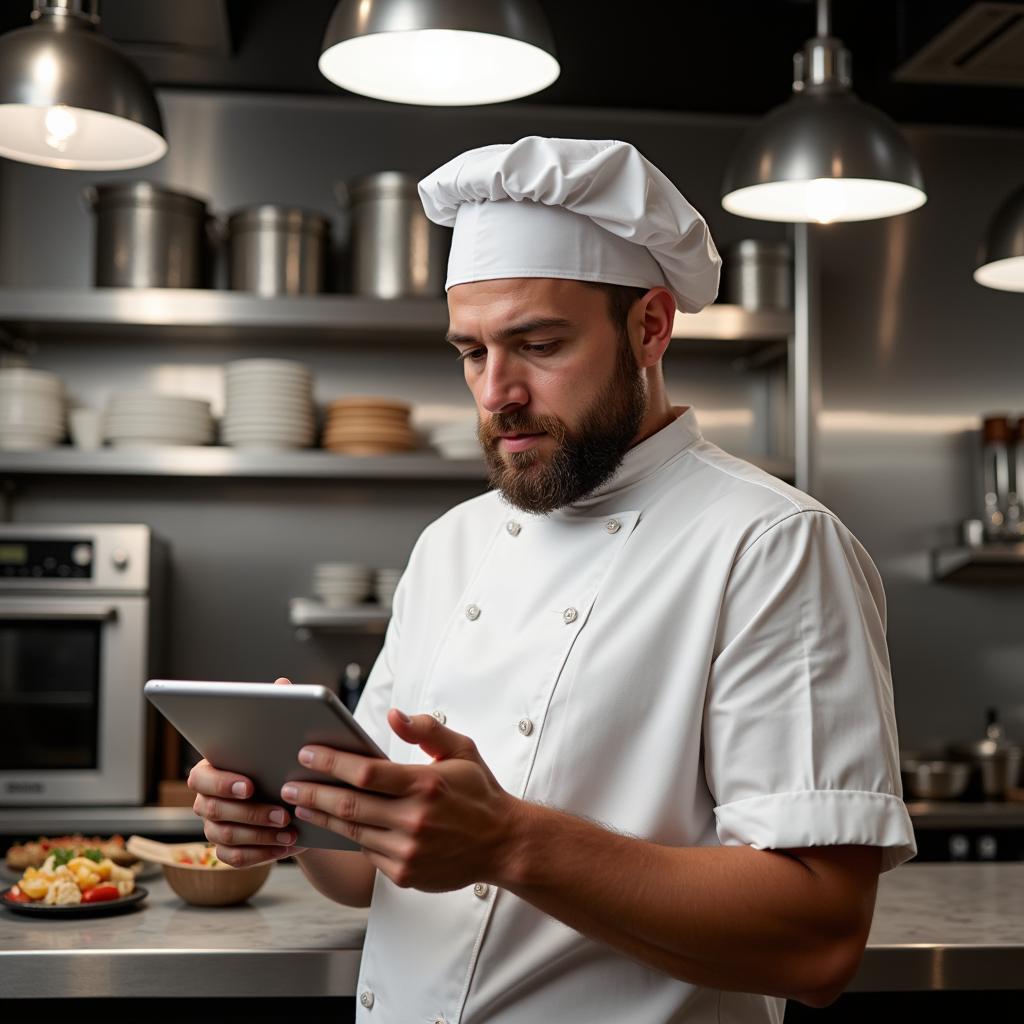 Chef Reading Food Reviews