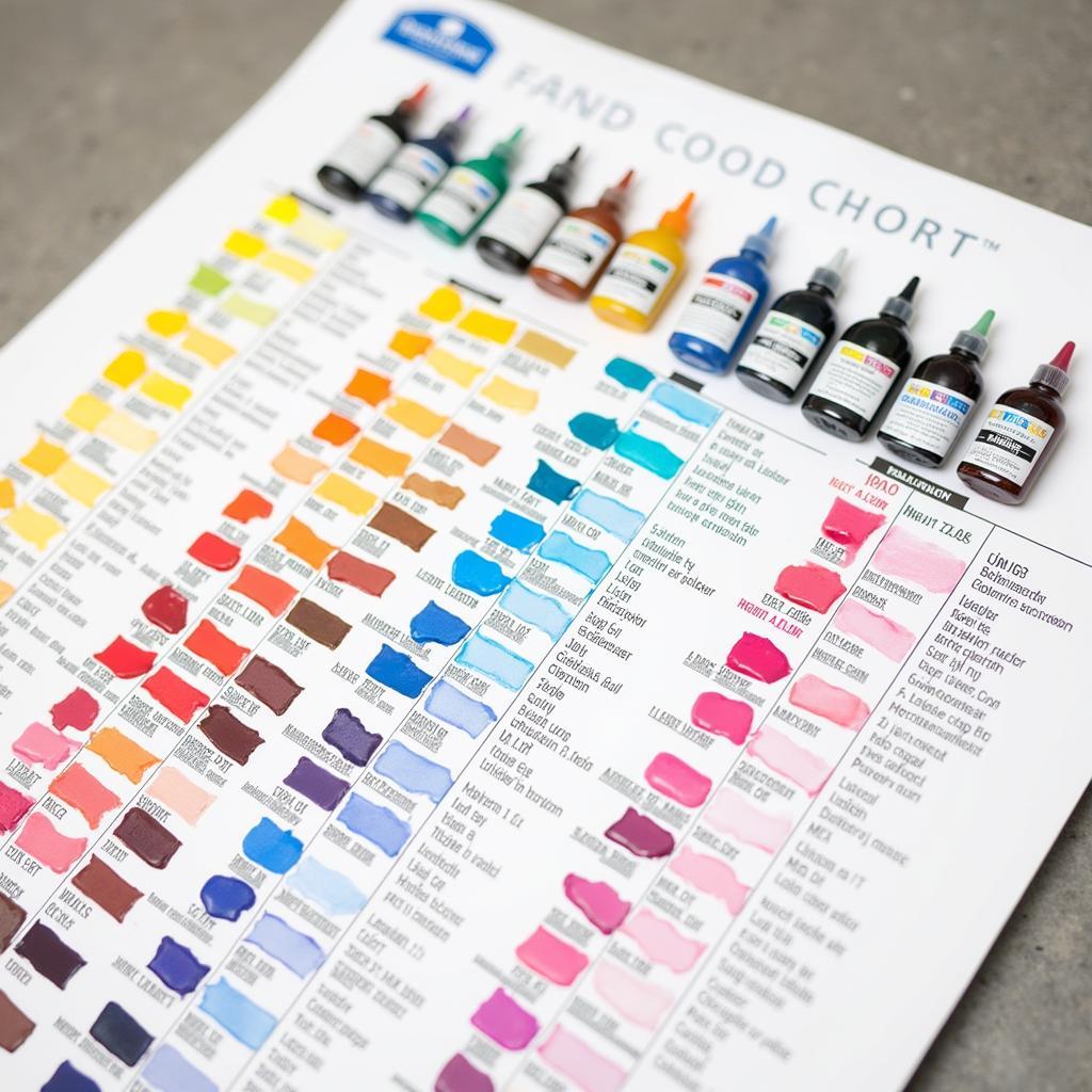 Chefmaster Food Coloring Chart with a Variety of Colors