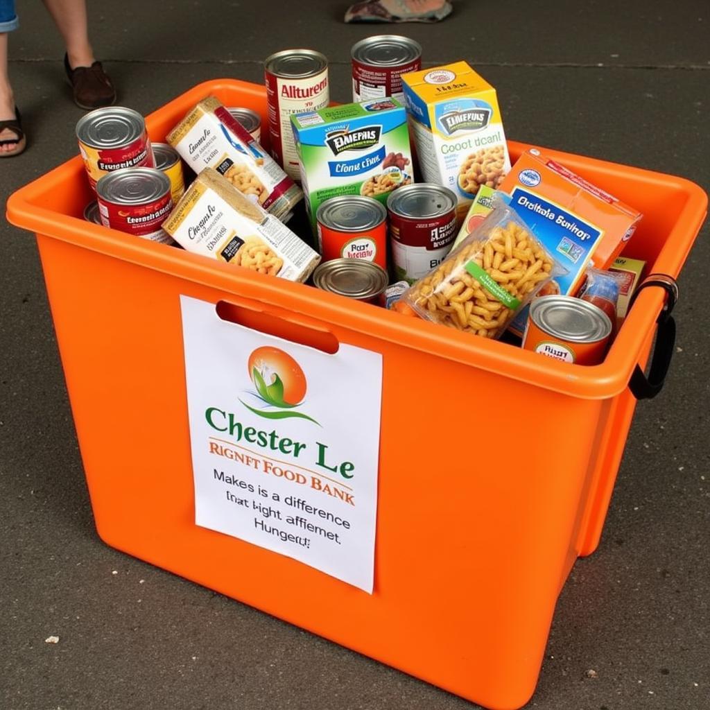 A donation box for Chester Le Food Bank