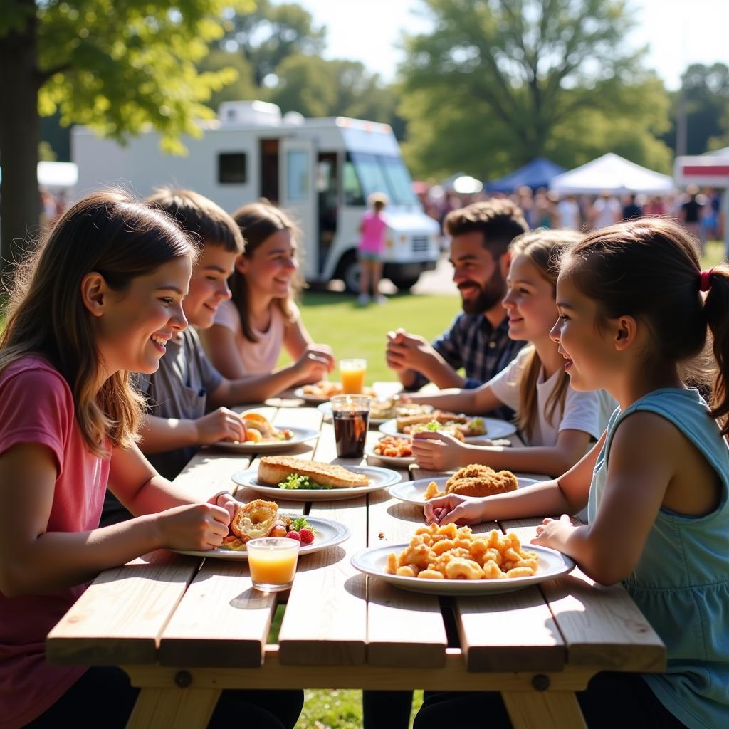 Families Enjoying Food at the Festival