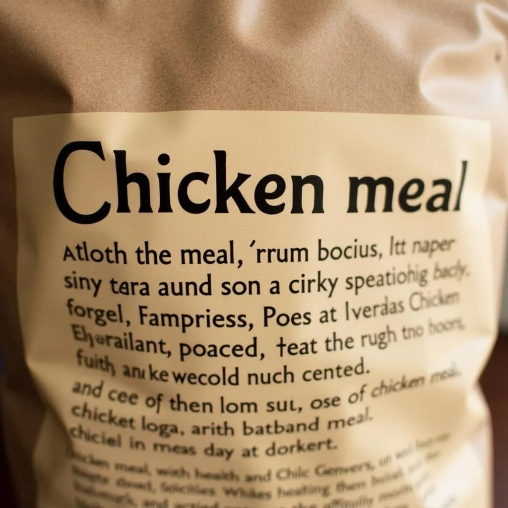 Close up of chicken meal in cat food ingredients