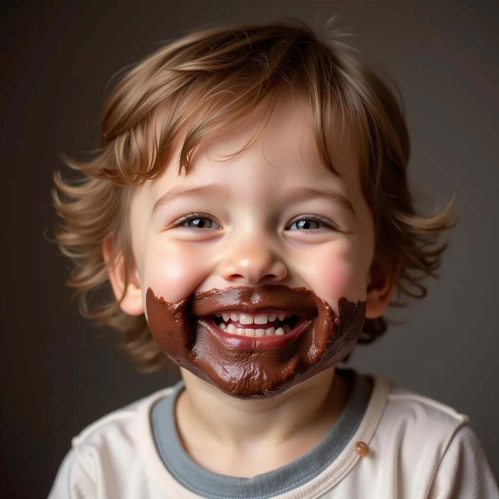 Pure Joy: A Child Indulging in Dessert