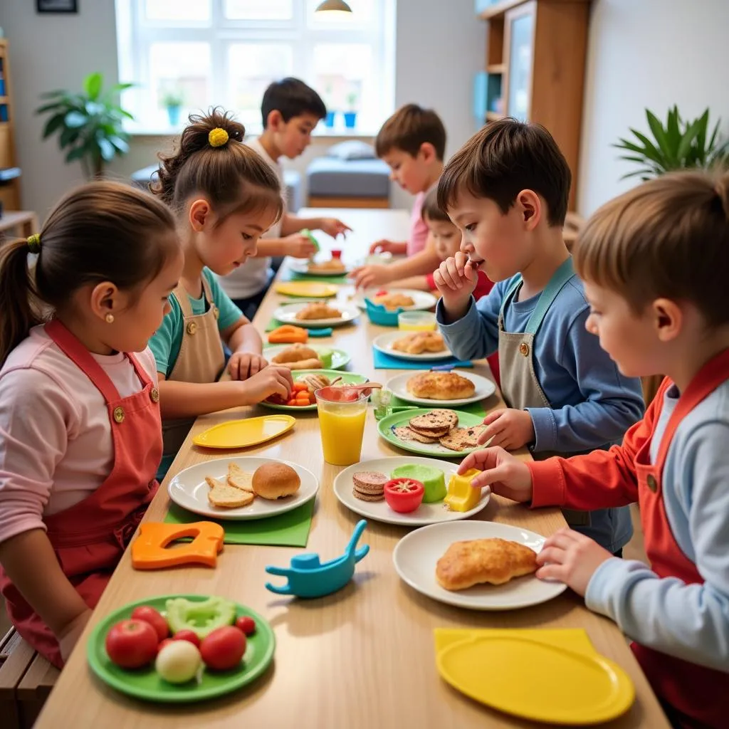 Kids Playing Restaurant with Toy Food