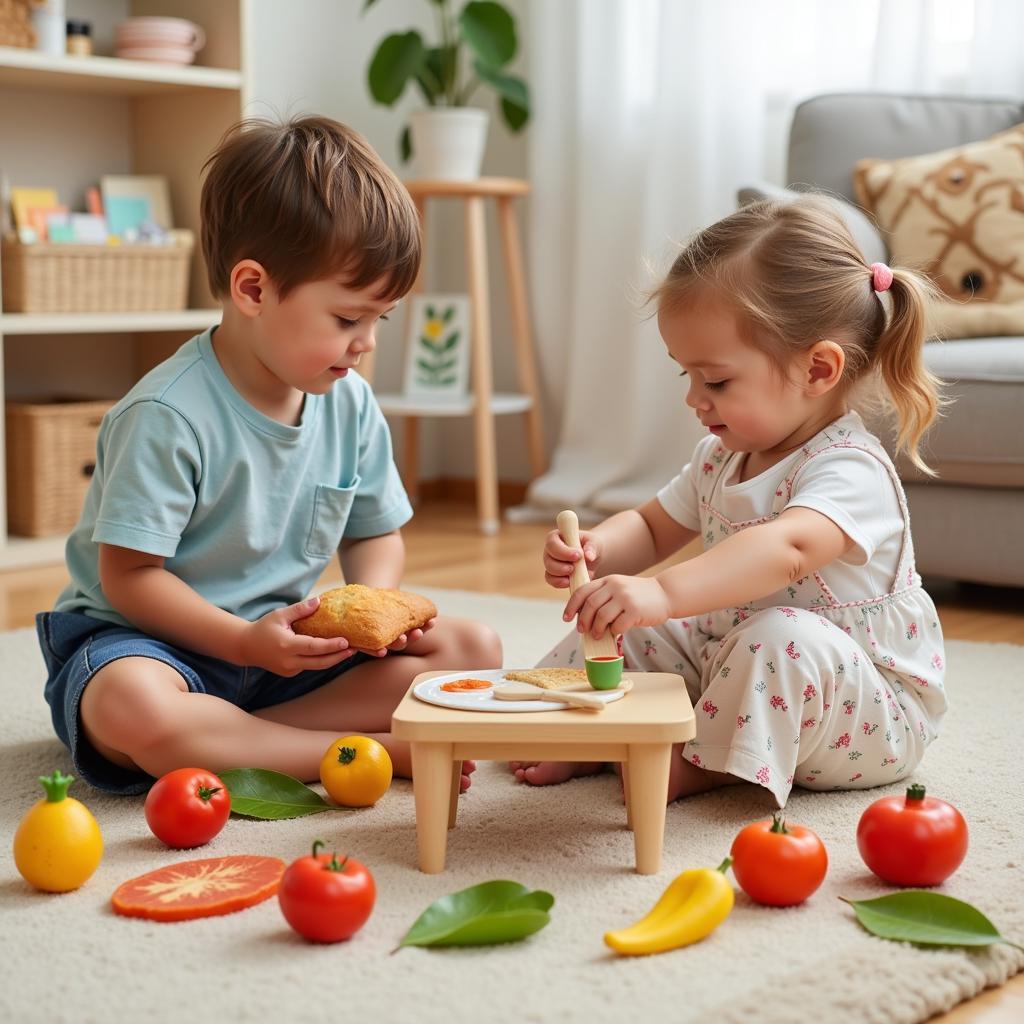 kids-engaging-in-pretend-play-with-wooden-food