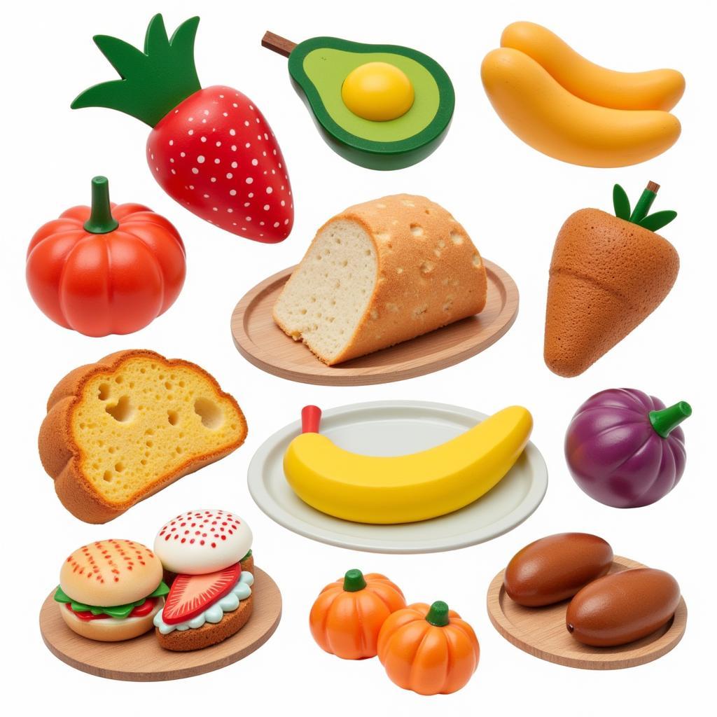 Colorful Variety of Wooden Play Food