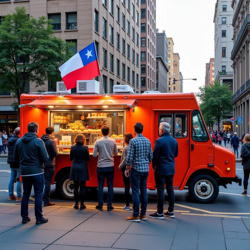 Vibrant Chilean Food Truck on a Busy Street