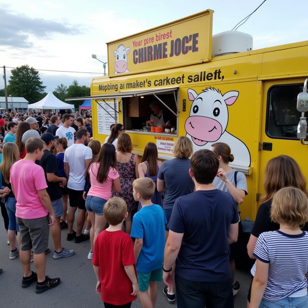 Chilling Cow food truck serving customers at a vibrant local event