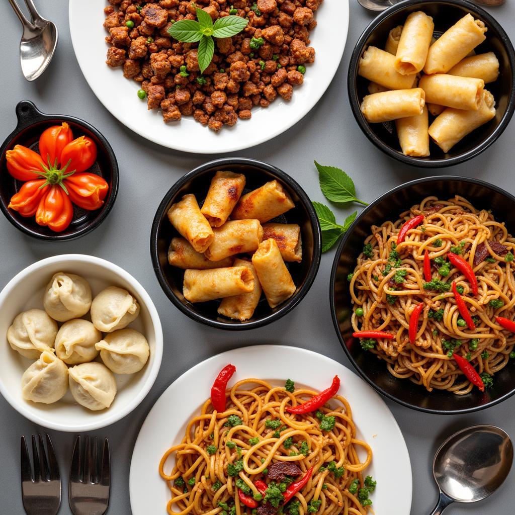  A table filled with a variety of popular Chinese dishes 