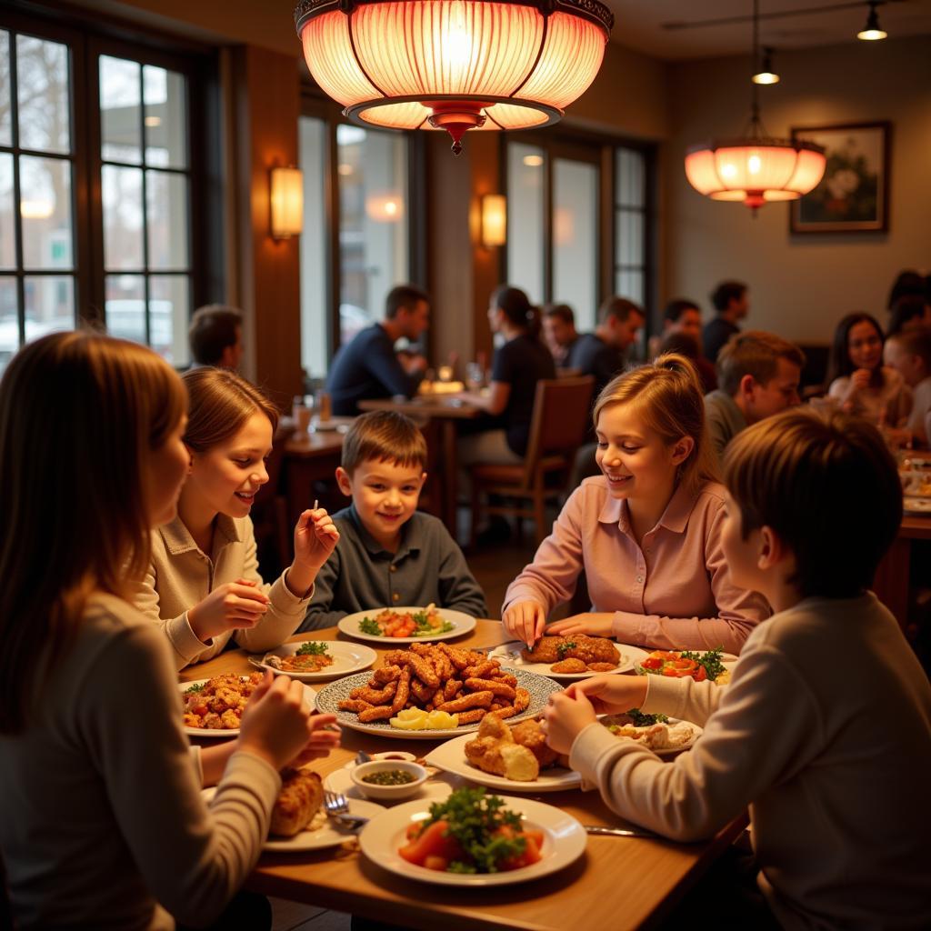 A family enjoying a Chinese dinner together in Dundalk.