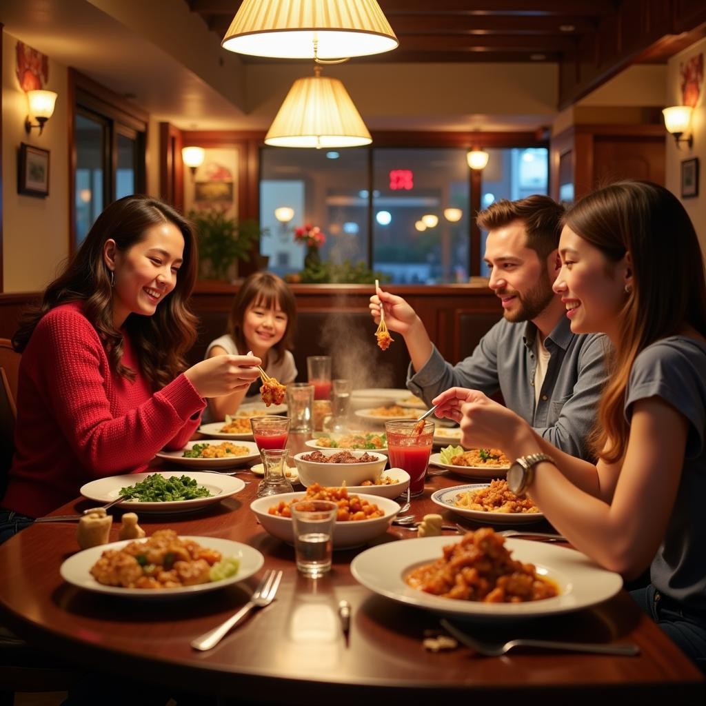 Family enjoying Chinese food in Garfield, NJ