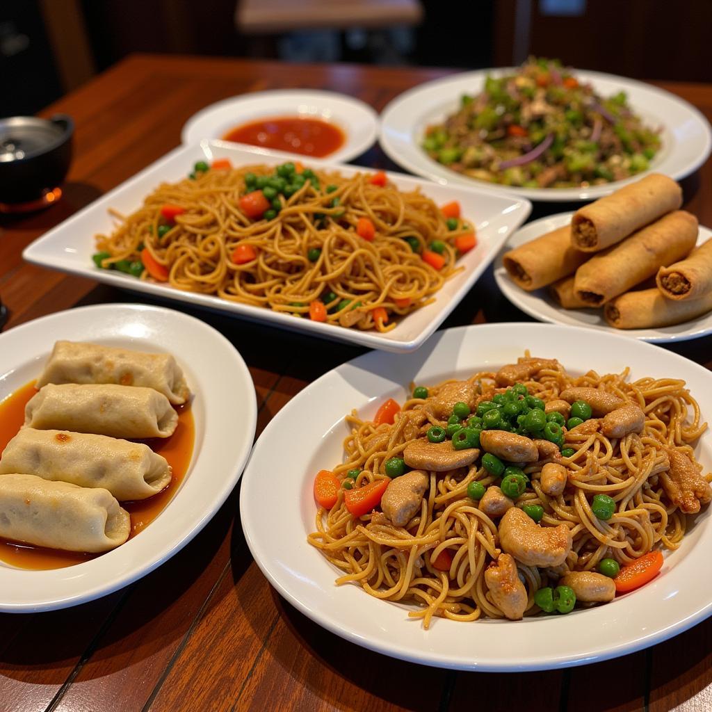 Assortment of Colorful Chinese Dishes