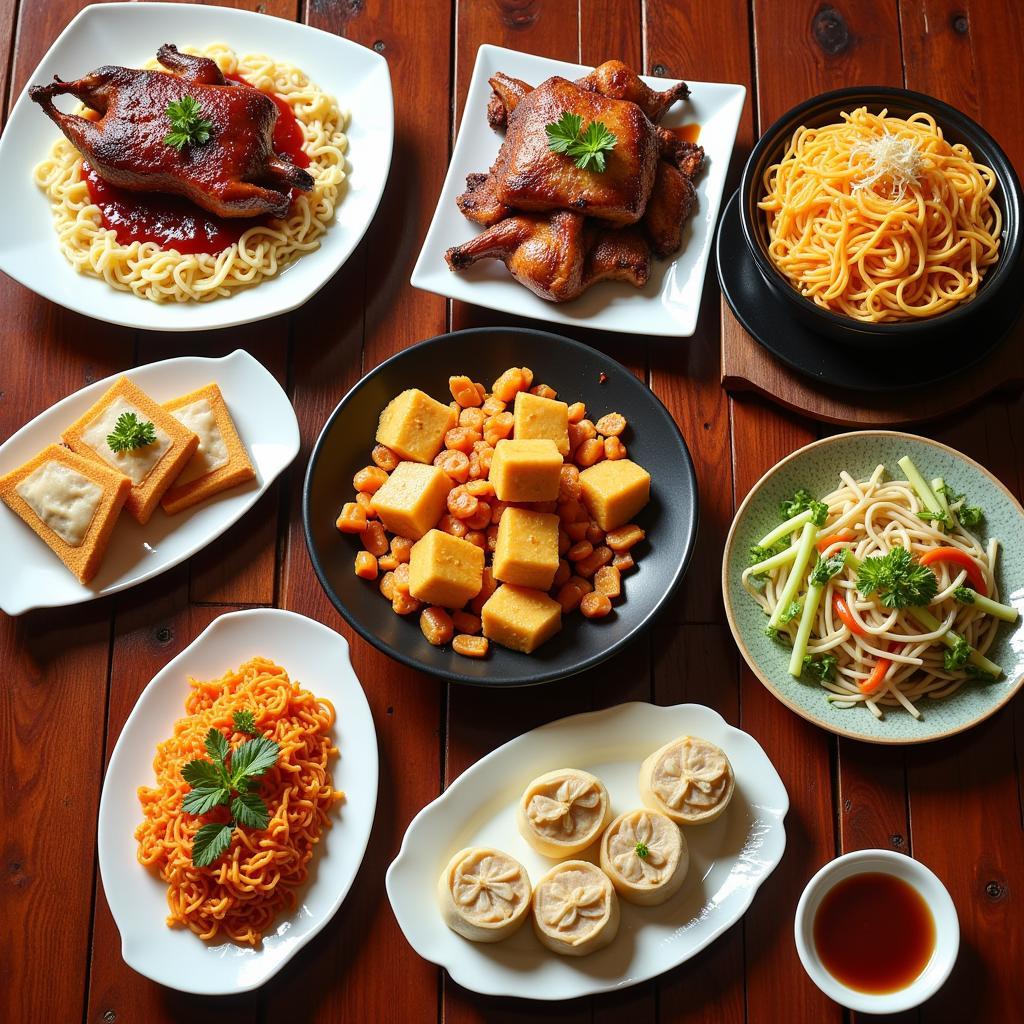 An assortment of iconic Chinese dishes from different regions.