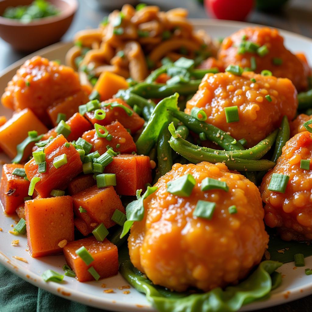 Colorful dishes of Chinese food in Opelousas, Louisiana