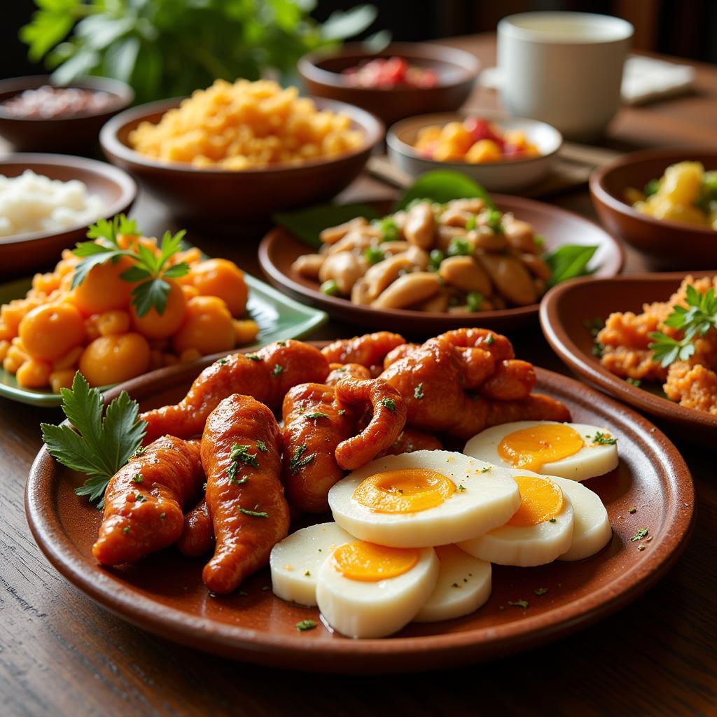 Delicious Chinese Dishes on a Party Tray