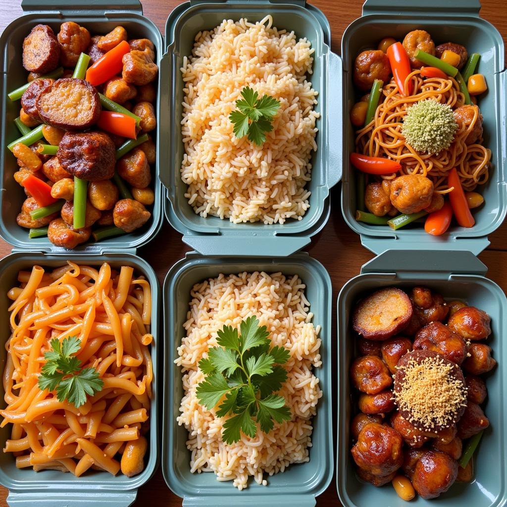 Takeout containers filled with delicious Chinese food