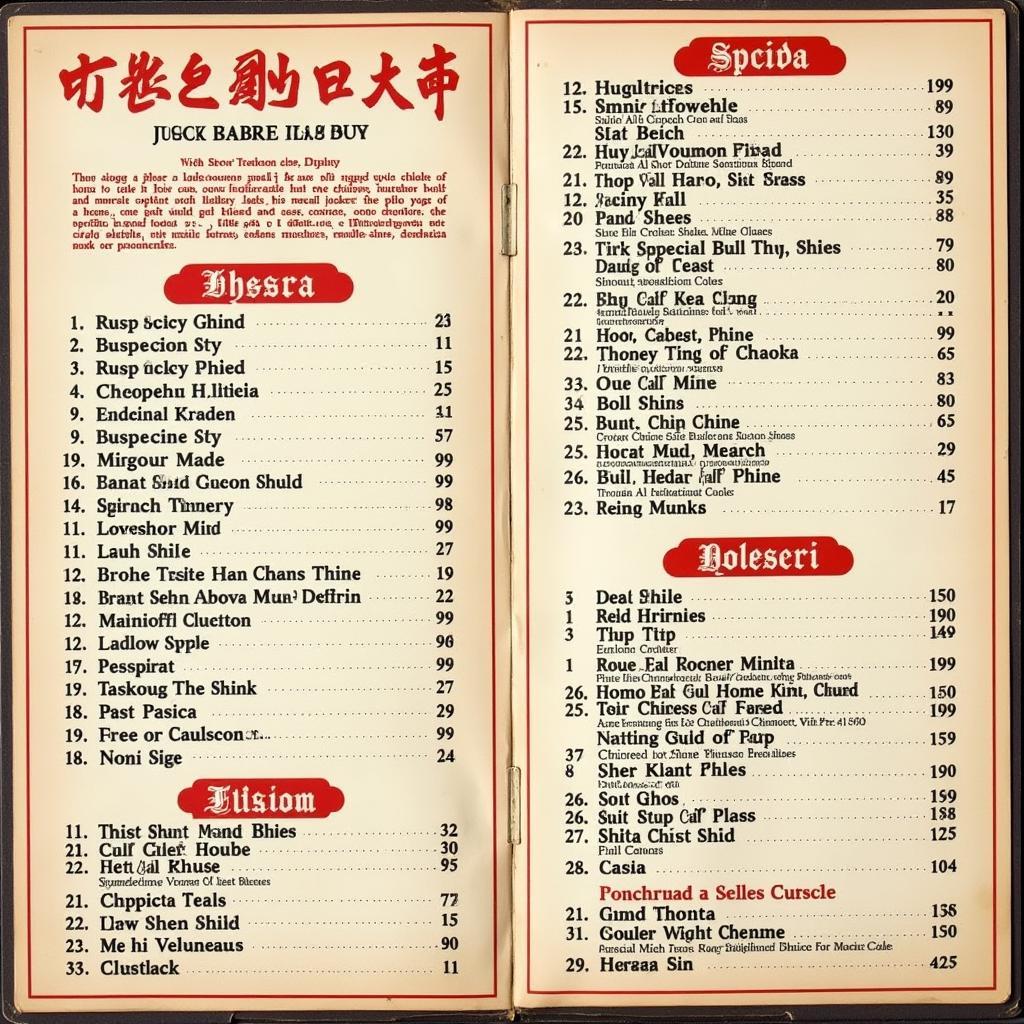 Cho Cho Chinese Food Menu