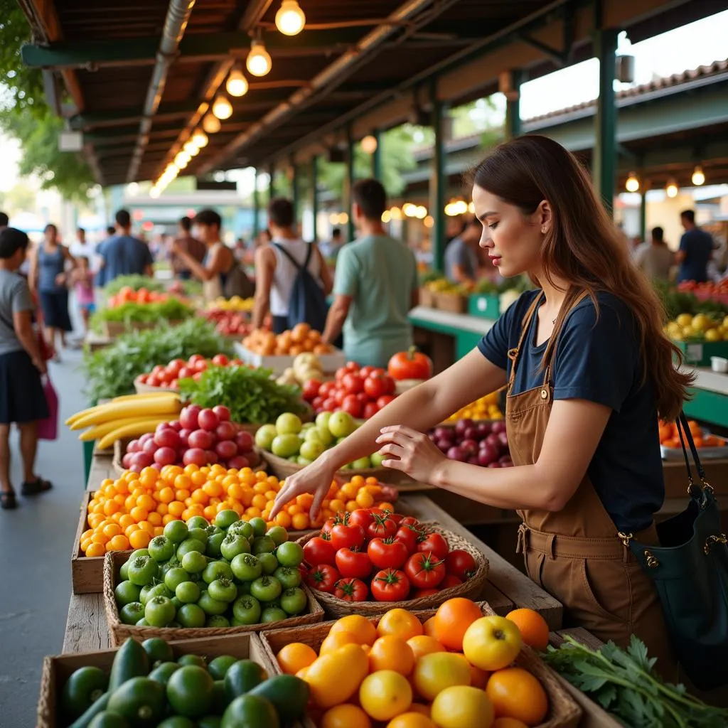 Selecting Fresh Produce at a Farmers Market