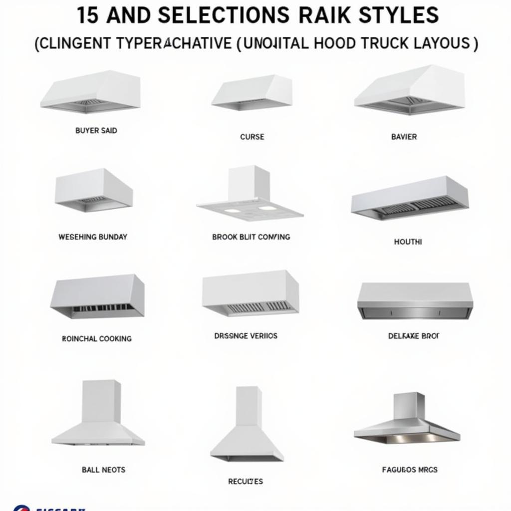 Different types of food truck hoods on display