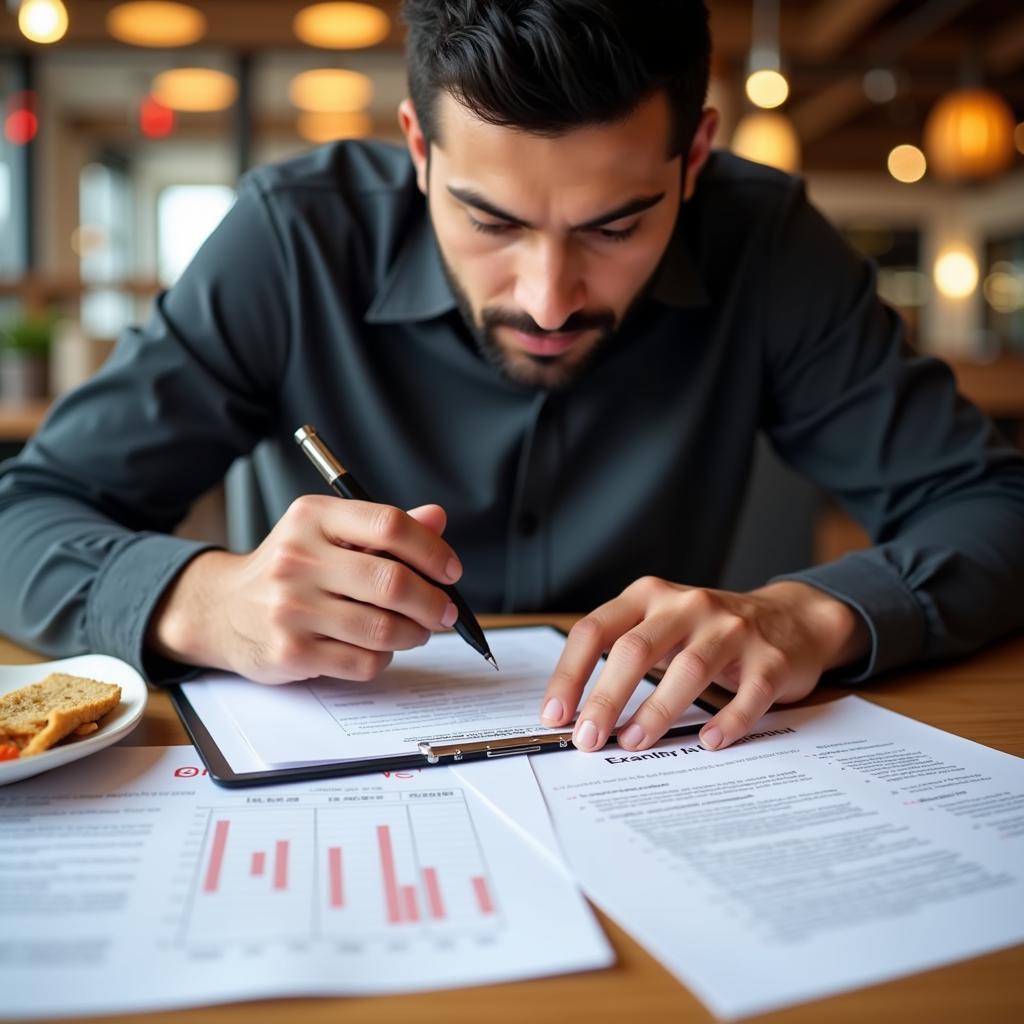 Business owner researching halal food franchises.