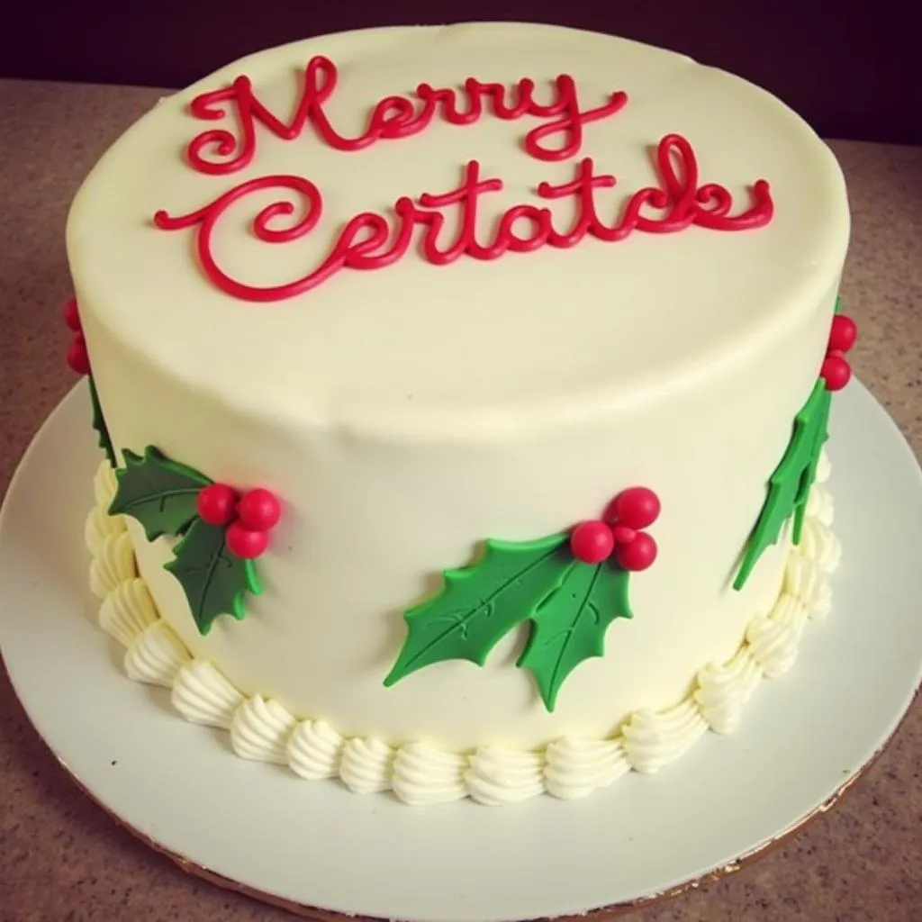 Christmas Cake Decorated with Food Coloring