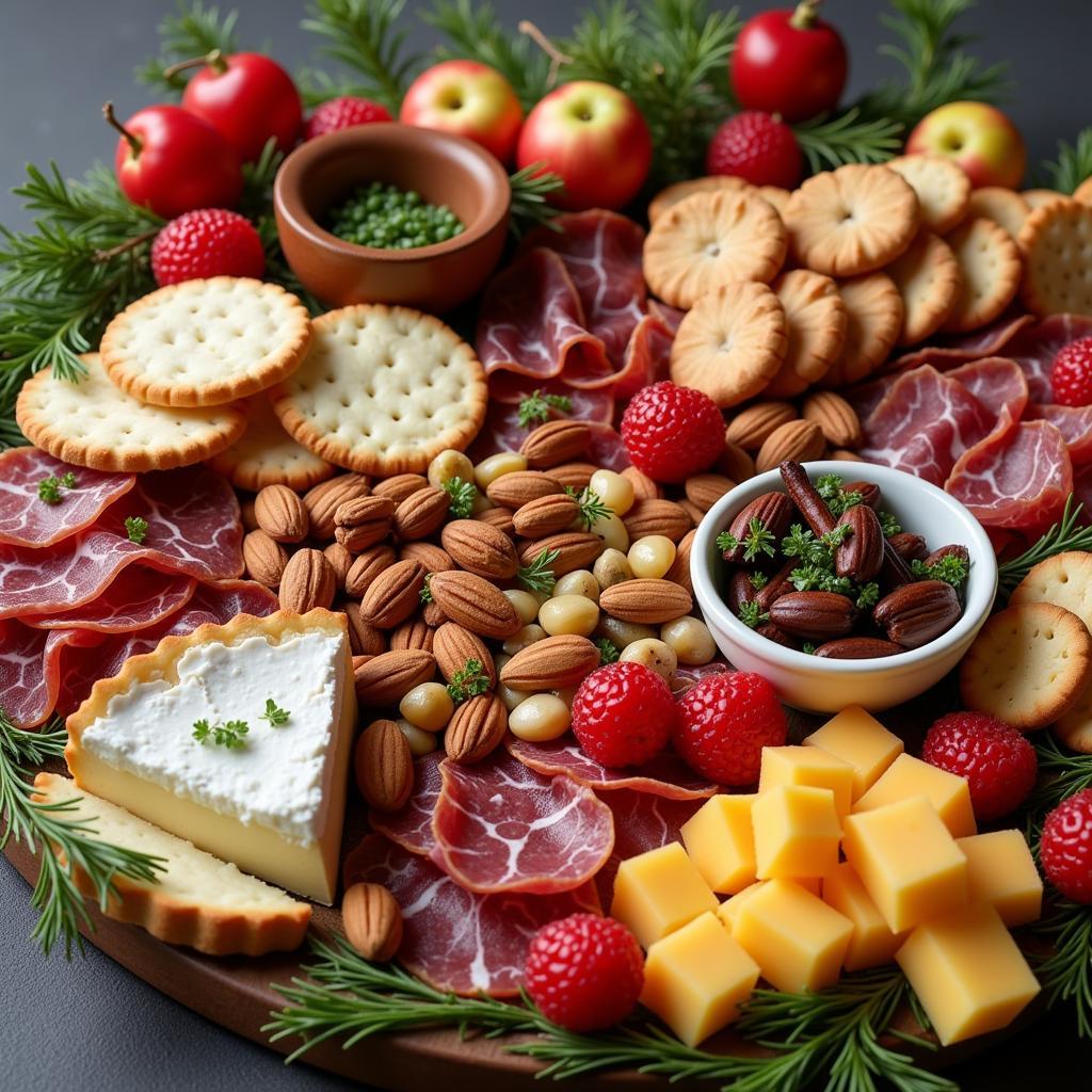 Christmas Food Board with Charcuterie and Cheese