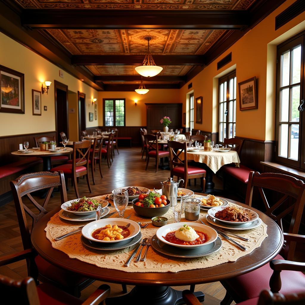 Elegant restaurant interior in Clarion with traditional dishes served