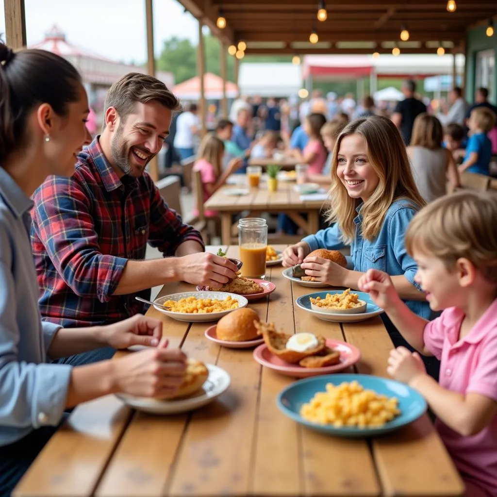 A family enjoying a variety of foods at the Cleveland County Fair