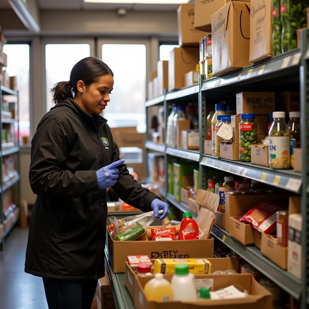 Client selecting food at the Dawsonville Food Bank