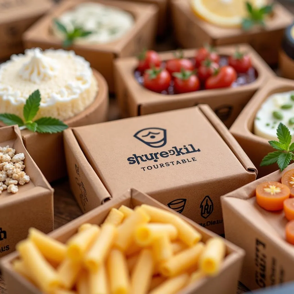 Custom-printed food packaging with a company logo