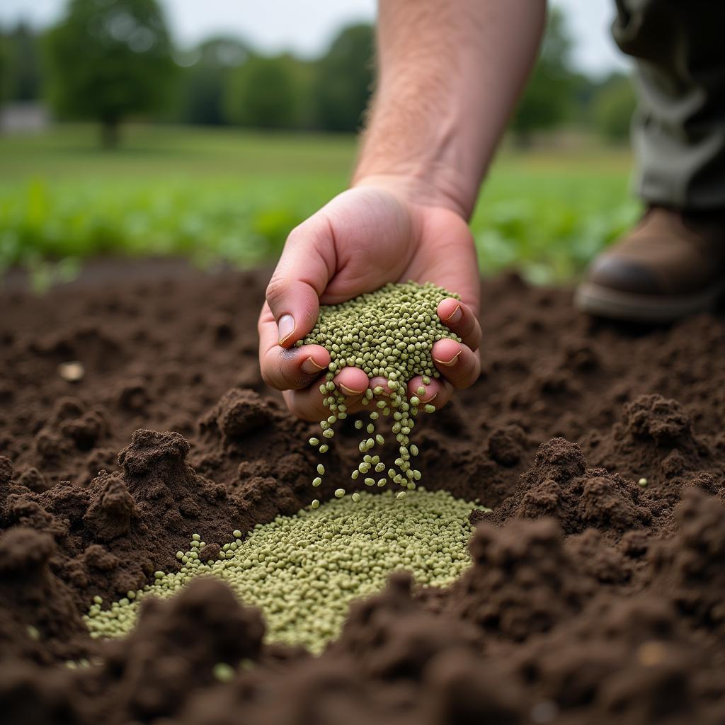 Planting clover seeds in a food plot