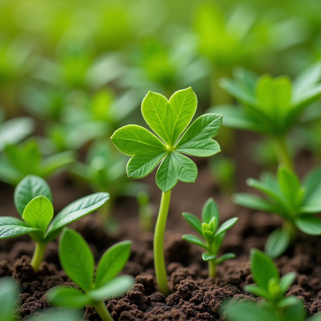 Clover Seedling and Weeds