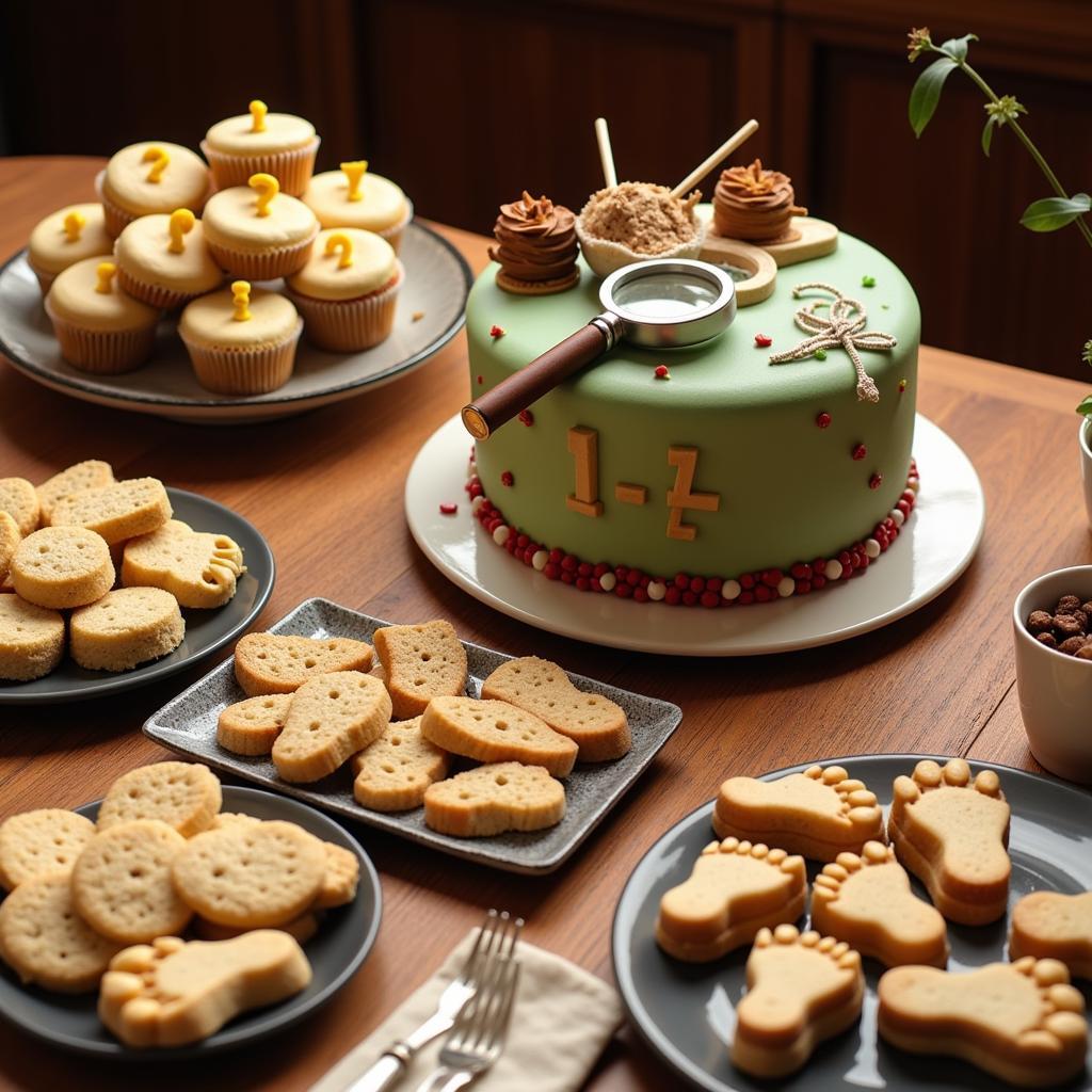 A spread of delicious clue themed party food