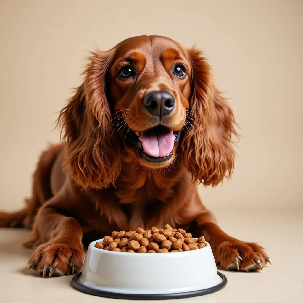 Cocker Spaniel enjoying a meal